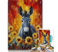 Puzzle per adolescenti Girasole Asino Dipinto a olio Puzzle per adulti 1000 pezzi Idea regalo di compleanno per adulti Gioco per famiglie e hobby (50x75cm)