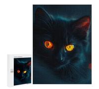 Puzzle Per Adolescenti Glowing Eyes Black Cat Puzzle Per Adolescenti Attività Per Famiglie Per Compleanni, Natale E Regali Unici 500 PCS