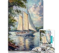 Puzzle per adolescenti grande puzzle di barca a vela sul fiume 1000 pezzi per adulti decorazione artistica da parete e idea regalo di compleanno per amici ufficio a casa (26x38cm)