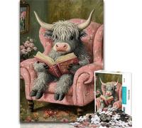 Puzzle per adolescenti Highland Cattle Reading A Book da 1000 pezzi, giocattolo educativo ideale come regalo per tutta la famiglia (38x26cm)