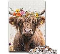 Puzzle per adolescenti Highland Cow Brain Intelligence Challenge Giocattoli avvincenti Regalo di compleanno, regali, arte murale 38x26cm