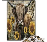 Puzzle per adolescenti Highland Cows And Sunflowers da 1000 pezzi, giocattolo educativo antistress, ideale come regalo per tutta la famiglia (50x75cm)