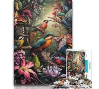 Puzzle per adolescenti "Il mondo dei fiori e degli uccelli", gioco per famiglie, antistress, sfida difficile, rafforza l'amore tra coppie, 75x50cm