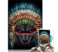 Puzzle per adolescenti Indian War Chief Wolf, puzzle da 1000 pezzi per adulti e adolescenti, giocattolo educativo ideale come regalo per tutta la famiglia (38x26cm)
