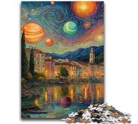 Puzzle per adolescenti Italia sotto il cielo notturno, 1000 pezzi, giocattoli per l'intrattenimento della famiglia con poster abbinato e foglio di quiz (38x26cm)