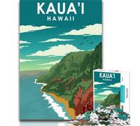 Puzzle per adolescenti Kauai Hawaii Travel Poster Puzzle per adulti 1000 pezzi, giocattoli giochi educativi antistress interazione genitore-figlio 75x50cm