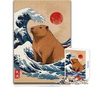 Puzzle per adolescenti "La grande ondata di capibara", 1000 pezzi, gioco educativo di osservazione e abilità, regalo perfetto e significativo per le feste, dimensioni 38x26cm