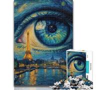 Puzzle per adolescenti La Torre Eiffel negli occhi Puzzle per adulti Adolescenti 1000 pezzi, giocattoli educativi di apprendimento Giochi per famiglie Migliora l'amore tra coppie 26x38cm
