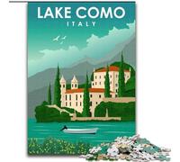 Puzzle per adolescenti Lago di Como Italia Viaggi Arte, antistress con pezzi completamente incastrati di forma casuale per ragazzi dai 14 anni in su 50x75cm