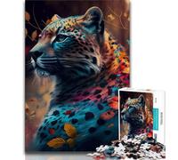 Puzzle per adolescenti "Leopardo arcobaleno" da 1000 pezzi per adulti e adolescenti, giocattoli educativi per l'apprendimento, giochi per famiglie che migliorano l'amore tra coppie (50x75cm)