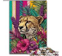 Puzzle per adolescenti Leopardo dorato tra i fiori, per età 14 e oltre Ogni pezzo è unico - Gioco divertente e stimolante per tutta la famiglia Ottimo regalo dimensioni 50x75cm