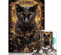 Puzzle per adolescenti Leopardo nero dorato, giocattoli per l'intrattenimento della famiglia, gioco educativo per compleanni, Natale per età 14+ 38x26cm