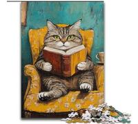 Puzzle per adolescenti "Lettura di gatti", 1000 pezzi, giochi divertenti, decorazione da parete, regali unici per compleanno e Natale (26x38cm)