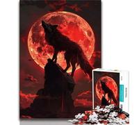 Puzzle per adolescenti "Lupo sotto la luna di sangue", 1000 pezzi, per adulti e adolescenti, giocattoli educativi per l'apprendimento, giochi per famiglie, migliorano l'amore tra coppie (50x75cm)