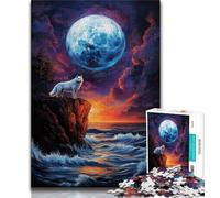 Puzzle per adolescenti Lupo sotto la luna Puzzle 1000 pezzi per adulti e ragazzi giocattoli giochi educativi antistress collezione di artisti belle arti (50x75cm)