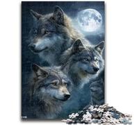 Puzzle per adolescenti Moon Wolf Brain Intelligence Challenge Giocattoli avvincenti Regalo di compleanno, regali, arte murale 38x26cm