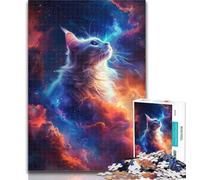 Puzzle per adolescenti, motivo: gatto al neon, 1000 pezzi, design unico, rilassante e stimolante, 26x38cm