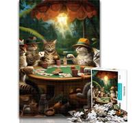 Puzzle per adolescenti, motivo: gatto che gioca a poker, 1000 pezzi, per adulti, regalo di compleanno, regali, arte murale per bambini dai 14 anni in su, 50x75cm