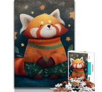 Puzzle per adolescenti, motivo: stella e panda rosso, 1000 pezzi, per adulti e adolescenti, giocattoli educativi per l'apprendimento, giochi per famiglie, migliorano l'amore tra coppie (50x75cm)