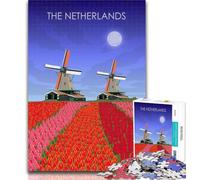 Puzzle per adolescenti Mulino a vento olandese Puzzle da 1000 pezzi per adulti e adolescenti, antistress, regalo divertente per ammazzare il tempo durante le vacanze 26x38cm