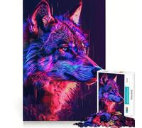 Puzzle per adolescenti Neon Glitch Wolf, 1000 pezzi, gioco di logica, antistress, taglio netto, regalo di compleanno (50x75cm)