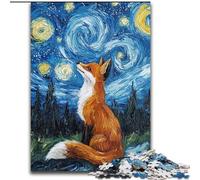 Puzzle per adolescenti Night Sky Fox Family Game Antistress Sfida difficile Regali di Babbo Natale segreto (dimensioni 26x38cm)
