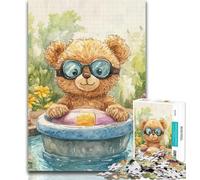 Puzzle per adolescenti Orsetto di peluche che naviga su una barca a vela con guscio di noce,1000 pezzi,puzzle per adulti e ragazzi,gioco educativo per compleanni e Natale,dai 14 anni in su,26x38cm