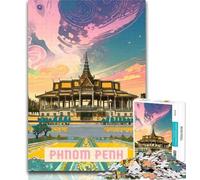 Puzzle per adolescenti Phnom Penh da 1000 pezzi per adolescenti e adulti, fai da te, arte murale moderna, arredamento per la casa, 26x38cm