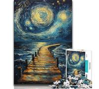 Puzzle per adolescenti "Ponte sotto il cielo notturno", 1000 pezzi, giocattolo educativo intellettuale decomprimente, regalo di compleanno, regali, arte murale 38x26cm