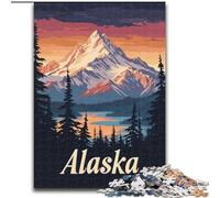 Puzzle per adolescenti, poster del tramonto sulle montagne dell'Alaska, antistress, sfida difficile, regali di Babbo Natale segreto per età dai 14 anni in su, 50x75cm