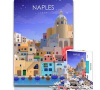 Puzzle per adolescenti, poster di viaggio di Napoli, Italia, puzzle da 1000 pezzi per adulti, gioco stimolante, giocattoli, ideale come regalo per tutta la famiglia, 26x38cm