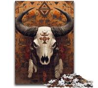 Puzzle per adolescenti, puzzle a forma di teschio di bufalo per adulti, giocattoli per la decorazione della casa, antistress e per trascorrere il tempo in casa (38x26cm)