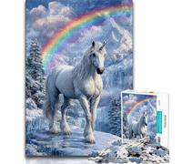 Puzzle per adolescenti puzzle arcobaleno con cavallo bianco 1000 pezzi regali per adolescenti regalo di compleanno regali per bambini dai 14 anni in su (50x75cm)