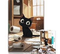 Puzzle per adolescenti puzzle artistici astratti con gatto nero per adolescenti 1000 pezzi idea regalo di compleanno per adulti gioco per famiglie e hobby 38x26cm