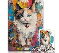 Puzzle per adolescenti puzzle artistici con gatti dipinti a olio per adulti 1000 pezzi gioco educativo per compleanni Natale e 14 anni (38x26cm)