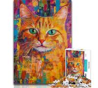 Puzzle per adolescenti,puzzle artistico da 1000 pezzi raffigurante un gatto dipinto a olio,analisi e logica,con pezzi completamente interconnessi e di forma casuale,per ragazzi dai 14 anni in su