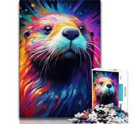 Puzzle per adolescenti,puzzle colorati da dipingere a forma di lontra per adulti,giochi di attività stimolanti per la famiglia,giocattoli fai da te per decorazioni murali per la casa (38x26cm)