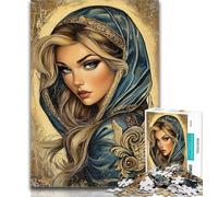 Puzzle per adolescenti, puzzle con principessa indiana, 1000 pezzi, con poster abbinato e foglio di quiz per età dai 14 anni in su, 50x75cm