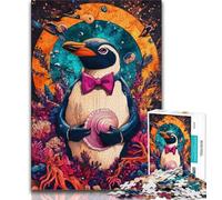 Puzzle per adolescenti Puzzle da 1000 pezzi Arte del pinguino, antistress Vacanza a casa Uccidere il tempo Interazione genitore-figlio 38x26cm