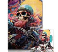Puzzle per adolescenti Puzzle da 1000 pezzi Arte Teschio Motocicletta, Antistress Vacanza Tempo Libero Interazione genitore-figlio 38x26cm