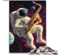Puzzle per adolescenti Puzzle da 1000 pezzi Astronauta che suona il sassofono, antistress con pezzi completamente incastrati di forma casuale per ragazzi dai 14 anni in su (dimensioni 50x75cm)