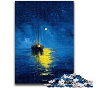 Puzzle per adolescenti Puzzle da 1000 pezzi Barca a vela sotto il cielo stellato Giocattolo educativo antistress Interazione genitore-figlio per ragazzi dai 14 anni in su 38x26cm