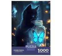 Puzzle Per Adolescenti Puzzle Da 1000 Pezzi Black Cat And Butterfly Per Adulti Gioco Rompicapo Analisi E Logica Gioco Stimolante Regali 52x38cm/1000pcs