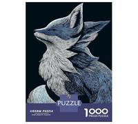 Puzzle Per Adolescenti Puzzle Da 1000 Pezzi Blue And White Fox Illustration Per Adulti Giocattoli Antistress Regali Per Donne Regali Unici Per Compleanno E Natale 52x38cm/1000pcs