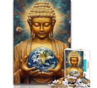 Puzzle per adolescenti Puzzle da 1000 pezzi Buddha che tiene la terra, analisi e logica, con pezzi completamente interconnessi di forma casuale per ragazzi di 14 anni 38x26cm