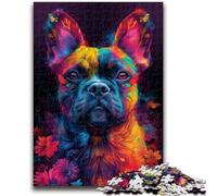 Puzzle per adolescenti Puzzle da 1000 pezzi Bulldog francese psichedelico Adatto a partire dai 14 anni Gioco intellettuale Gioco educativo per compleanni e Natale 26x38cm