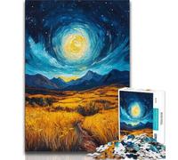 Puzzle per adolescenti, puzzle da 1000 pezzi, campi di riso sotto il cielo notturno, gioco stimolante, giocattoli, ideale come regalo per tutta la famiglia (38x26cm)