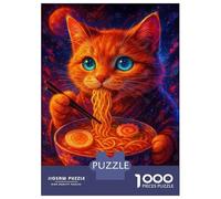 Puzzle Per Adolescenti Puzzle Da 1000 Pezzi Cat Eating Ramen in Space Puzzle Per Adulti Gioco Rompicapo Un'opera D'arte Aiuta L'esercizio Del Cervello 38x26cm/1000pcs