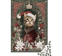Puzzle Per Adolescenti Puzzle Da 1000 Pezzi Christmas Cat Art Print-12 Puzzle Per Adulti Giochi Per Famiglie Un'opera D'arte Regali Di Natale E Compleanno 70x50cm/1000pcs