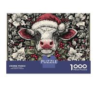 Puzzle Per Adolescenti Puzzle Da 1000 Pezzi Christmas Cow Art Print Puzzle Per Adulti Giocattoli Antistress Migliora La Memoria Regali Per La Riduzione Dello Stress 70x50cm/1000pcs